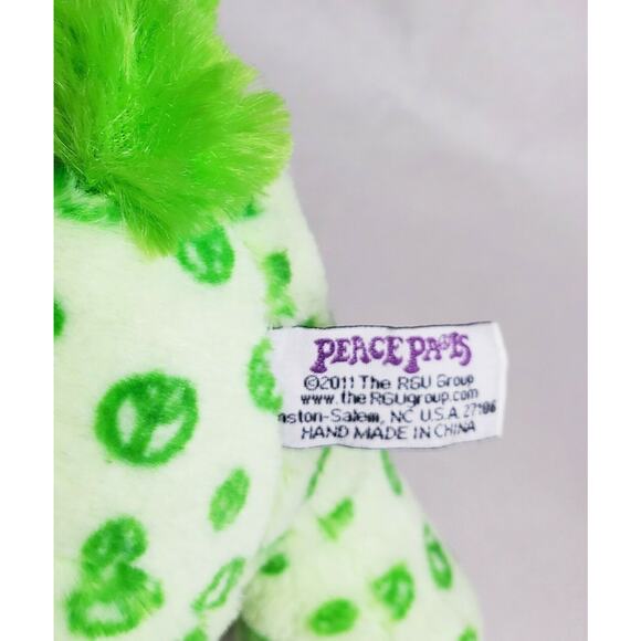 Plush Puppy Dog Peace Pals Green Stuffed Animal Toy 9" Small New - Picture 5 of 5